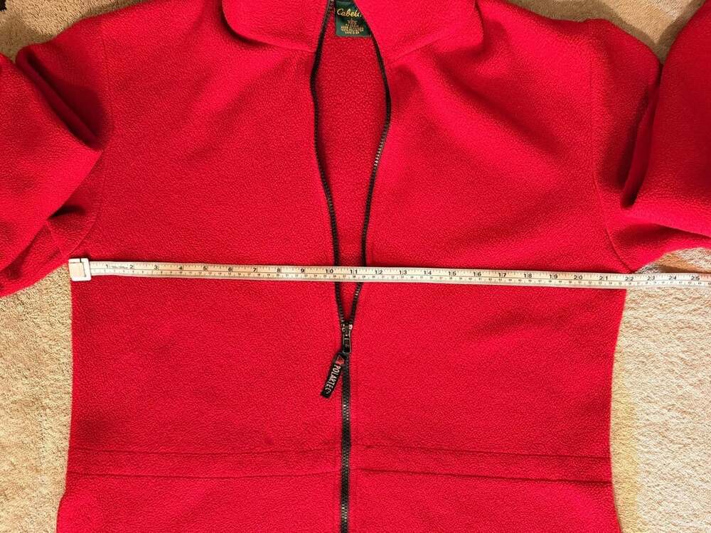 Cabela's Polartec Fleece Jacket Size L Red Full Zip - Picture 5 of 10
